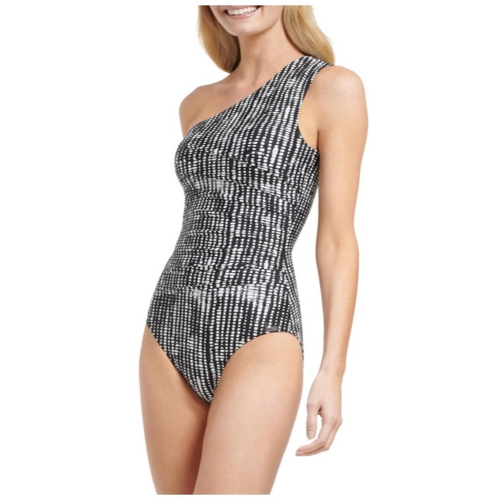 SHOULDER STRAP STARBURST PLATING ONE PIECE SWIMSUIT
